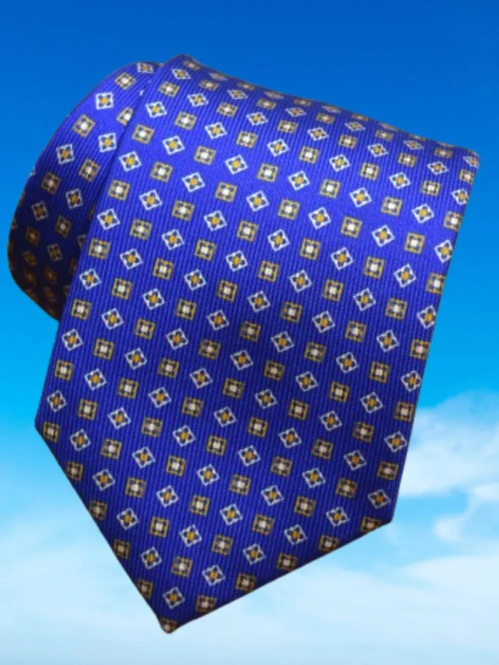 $590 BRIONI Handmade Blue Orange Squares Geometric Long XL Silk Tie Made Italy